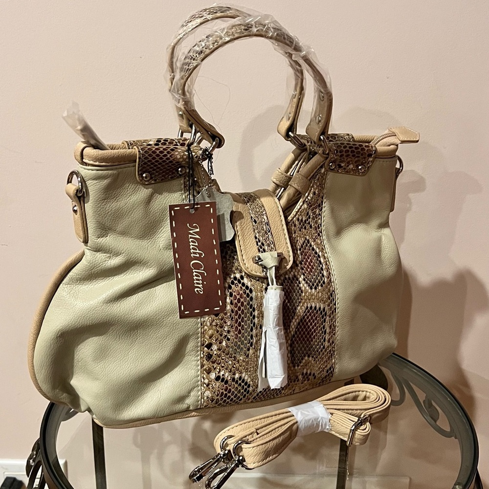 Madi Claire Top Handle & Crossbody Handbag 👜 Bone White NWT